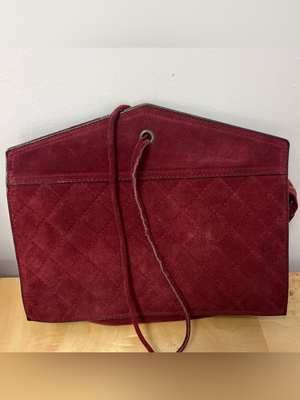 Vintage Yves Saint Laurent Burgundy Leather and Suede Clutch Zipper Bag Designer - Picture 4 of 9